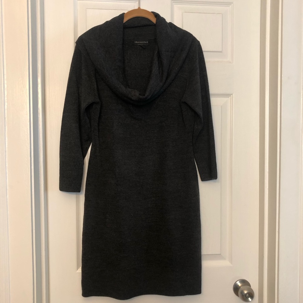 Cowl neck acrylic sweater dress gray size PM